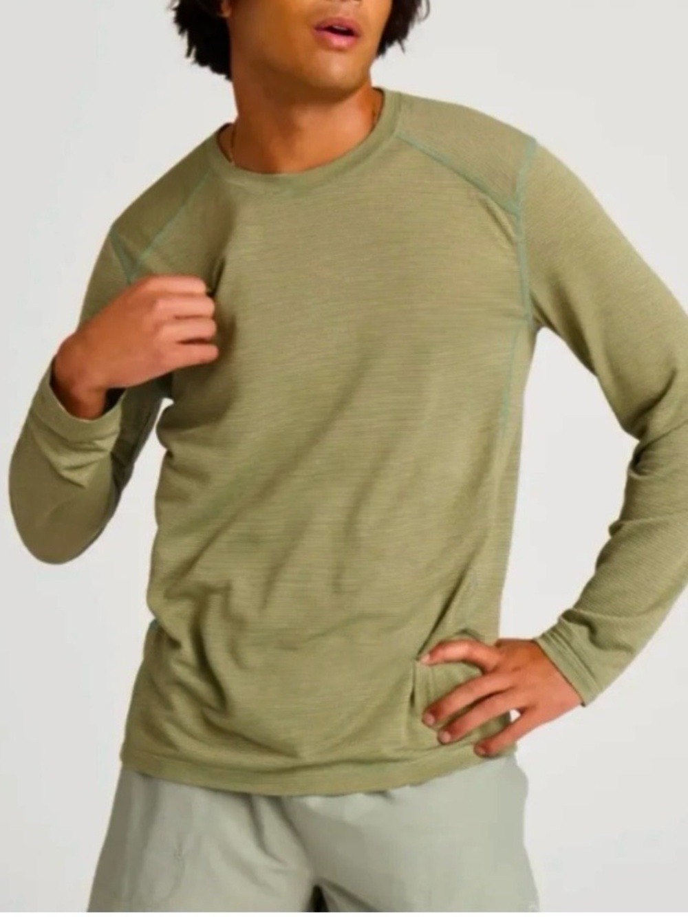 New Allbirds Natural Run Merino Wool Blend Long Sleeve Shirt in Hazy Cargo XL